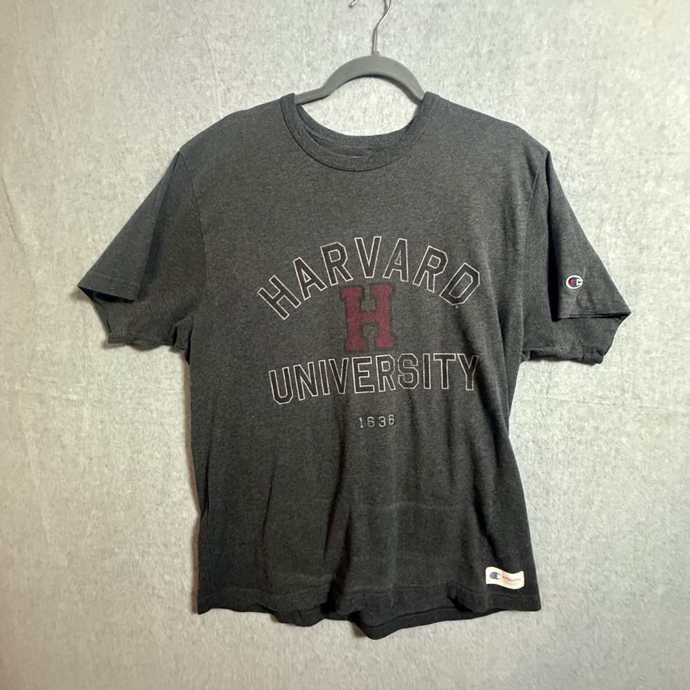 Champion Harvard University T-Shirt Mens Medium Gray Short Sleeve Collegiate Tee